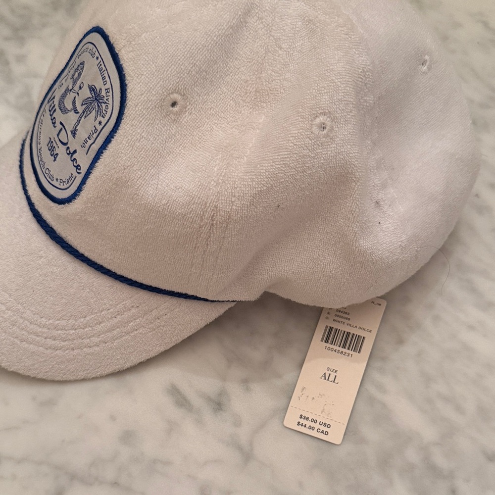 Anthropologie Villa Dolce White Terry Cap NWT - Picture 2 of 5